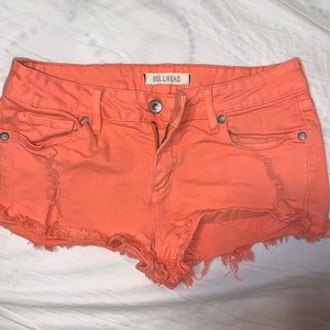 bullhead denim shorts, coral, size 7 juniors